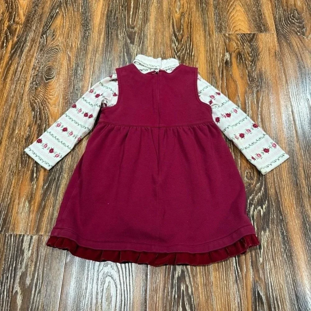 Gymboree Burgundy Girls Dress Size 18/ 24M Vintage Y2K Fashion Baby Floral Shirt